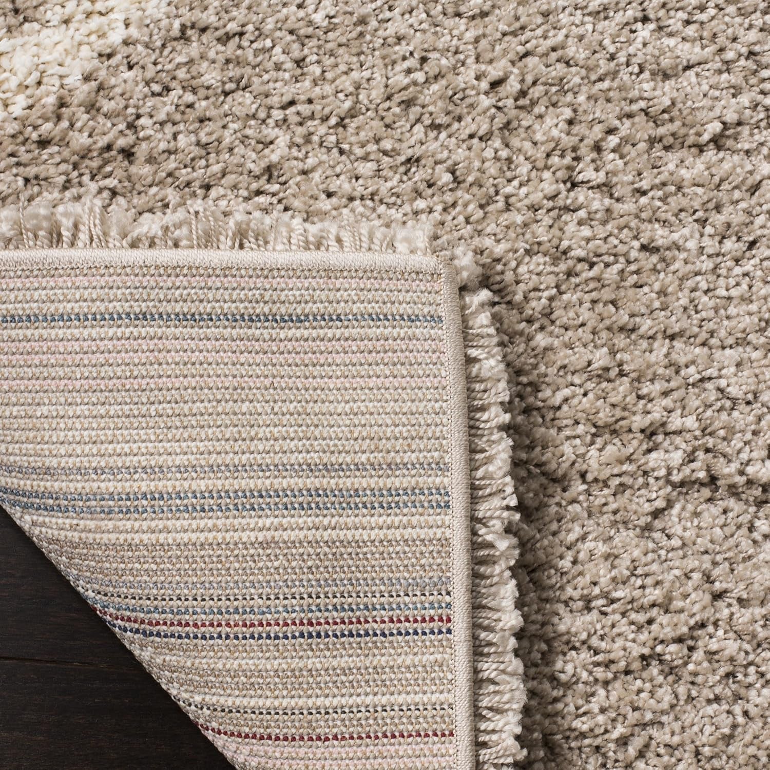 SAFAVIEH Hudson Shag Collection Area Rug - 7' Square, Beige & Ivory, Modern Trellis Design, Non-Shedding & Easy Care, 2-Inch Thick Ideal for High Traffic Areas in Living Room, Bedroom (SGH281S)