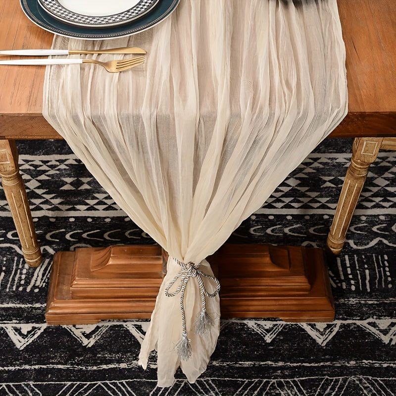 Elegant Boho Gauze Table Runner for Rustic Decor