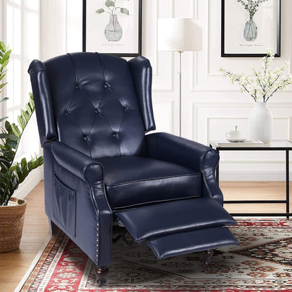 Wingback Recliner Chair with Massage and Heat, Tufted PU Leather Push