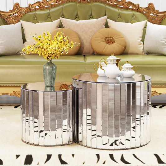 Luxury mirror coffee table - silver modern living room furniture Small coffee table suitable for modern home furniture sofa decoration