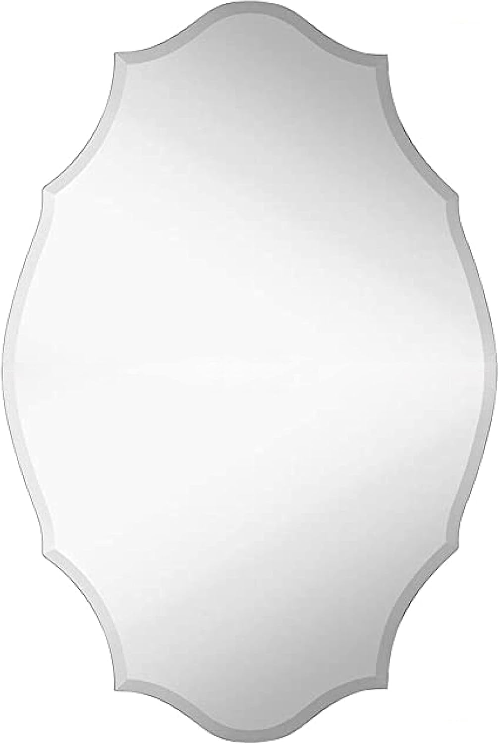 Hamilton Hills 30" X 40" Modern Silver Polished Glass Rectangular Mirror | Elaborate Scallop Wall Mirror Scalloped Edges Vanity for Bedroom, Bathroom and Living-Rooms| Hangs Horizontal and Vertical