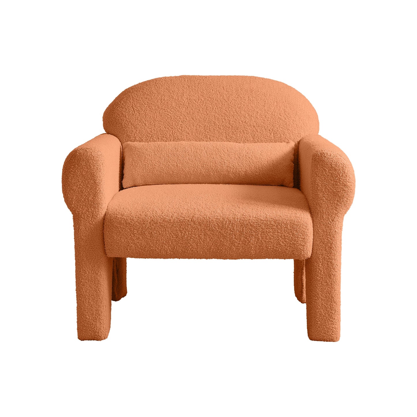 Modern Boucle Accent Chair with Lumbar Pillow for Living Room Seating & Decor