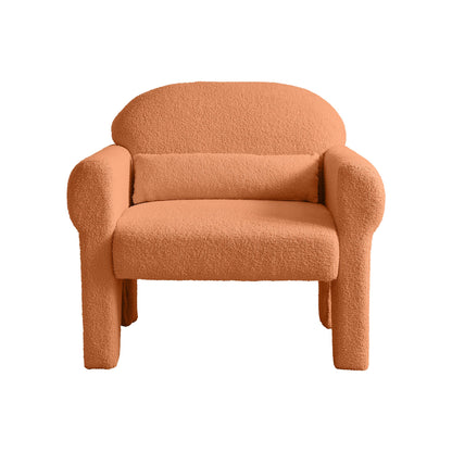Modern Boucle Accent Chair with Lumbar Pillow for Living Room Seating & Decor