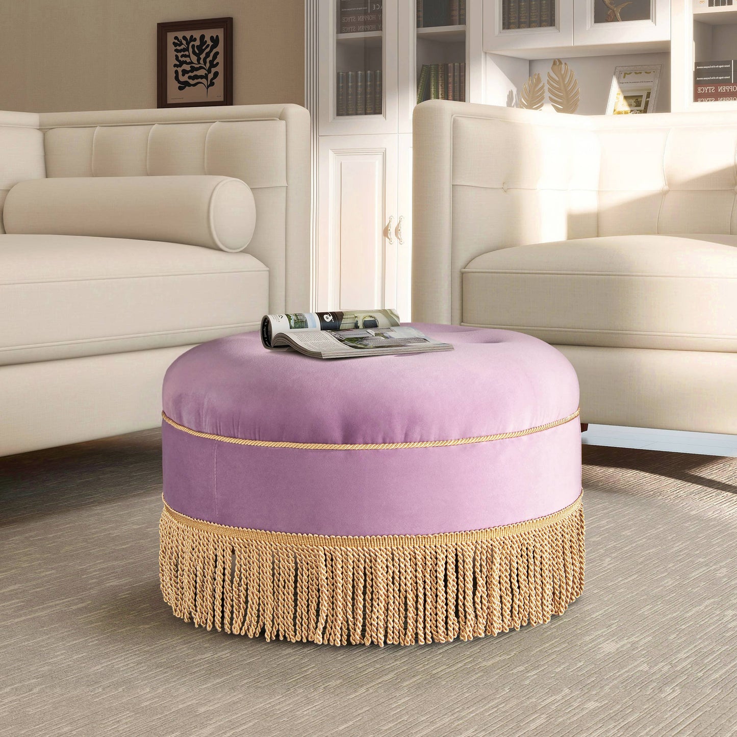 Yolanda 24" Round Upholstered Accent Ottoman