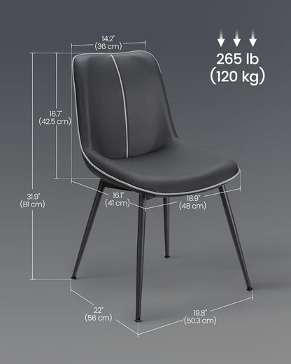 Leather Dining Chairs Set of 2, Comfortable Upholstered Seat Dining