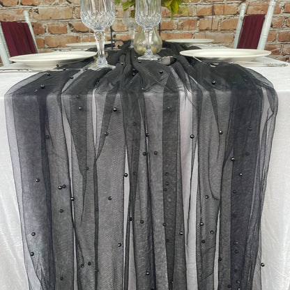 Elegant White Pearl Table Runner for Weddings  Events