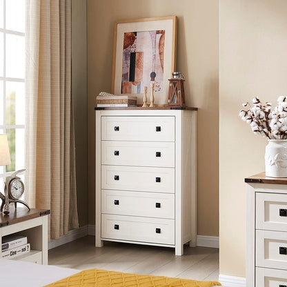 Rustic Tall Chest of Drawers, Antique White
