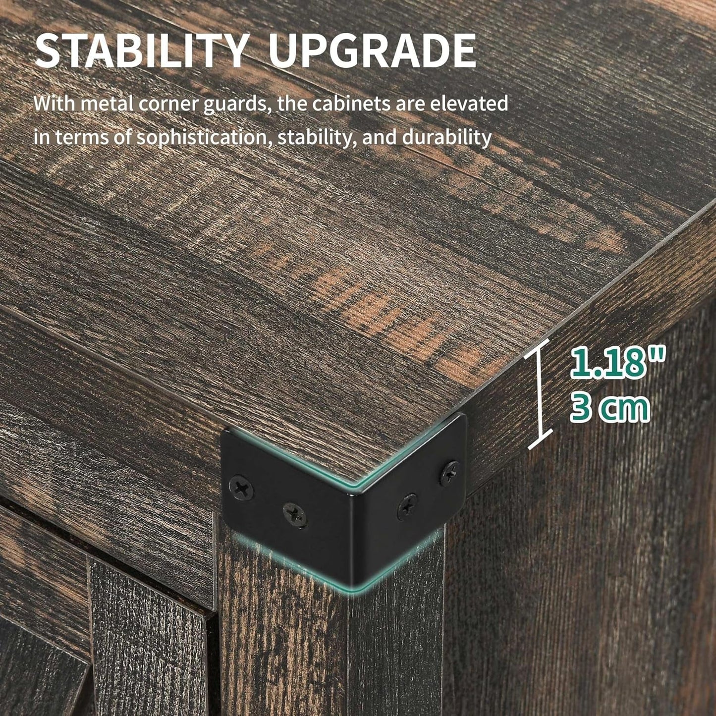 Farmhouse Sideboard Buffet Cabinet with Storage with 4 Doors, 55''