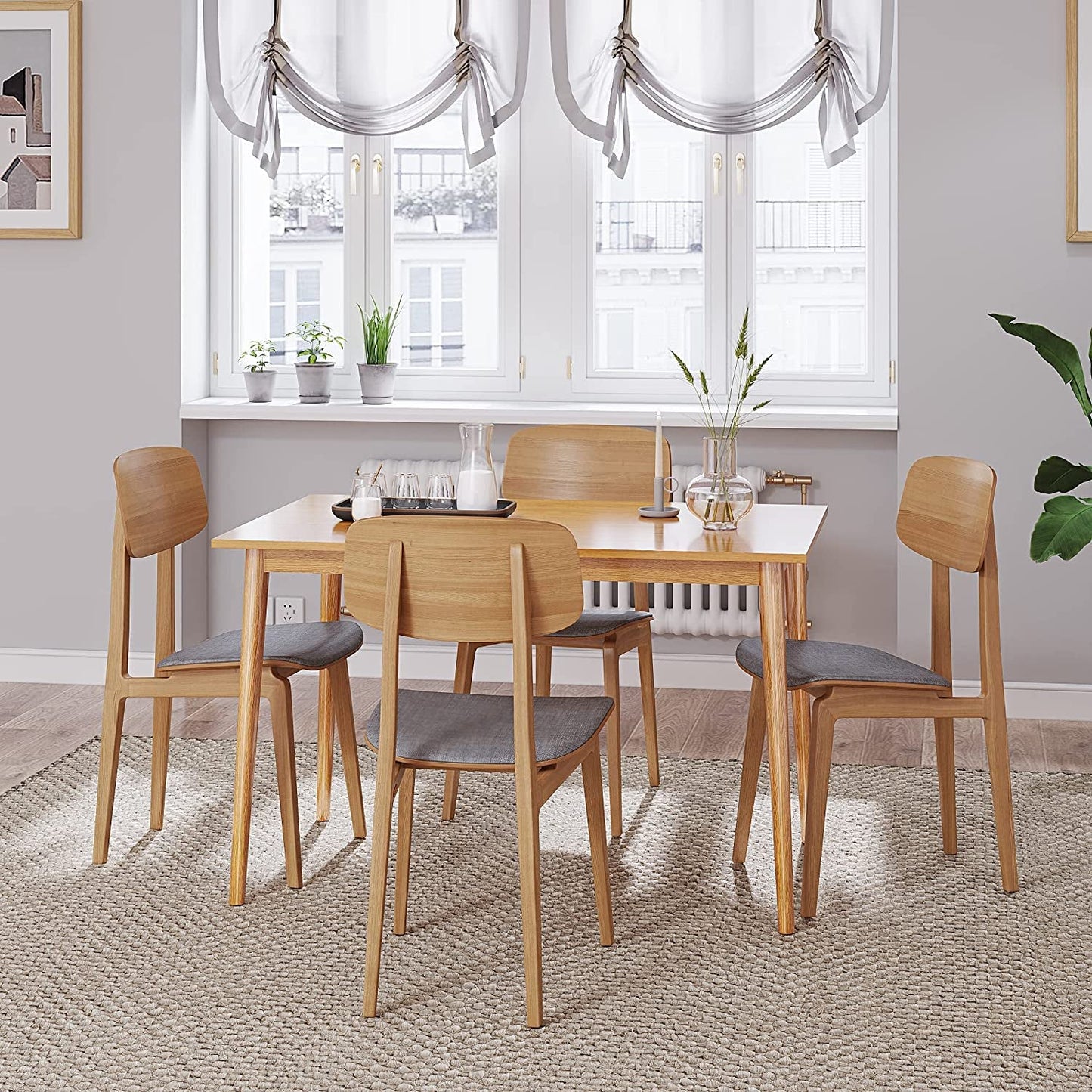 Modern 47 Inch Dining Table, Oak Finish