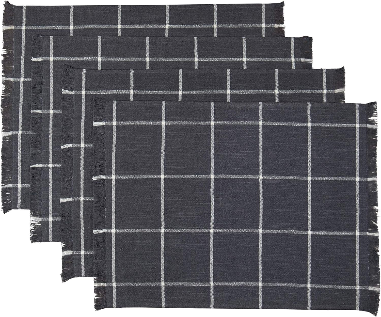 Placemats Set of 4, Woven Cloth Placemat Set, 14X19 In, Gray Boho Place Mats for Kitchen or Dining Table, Washable Cotton Table Mats