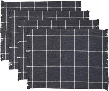Placemats Set of 4, Woven Cloth Placemat Set, 14X19 In, Gray Boho Place Mats for Kitchen or Dining Table, Washable Cotton Table Mats