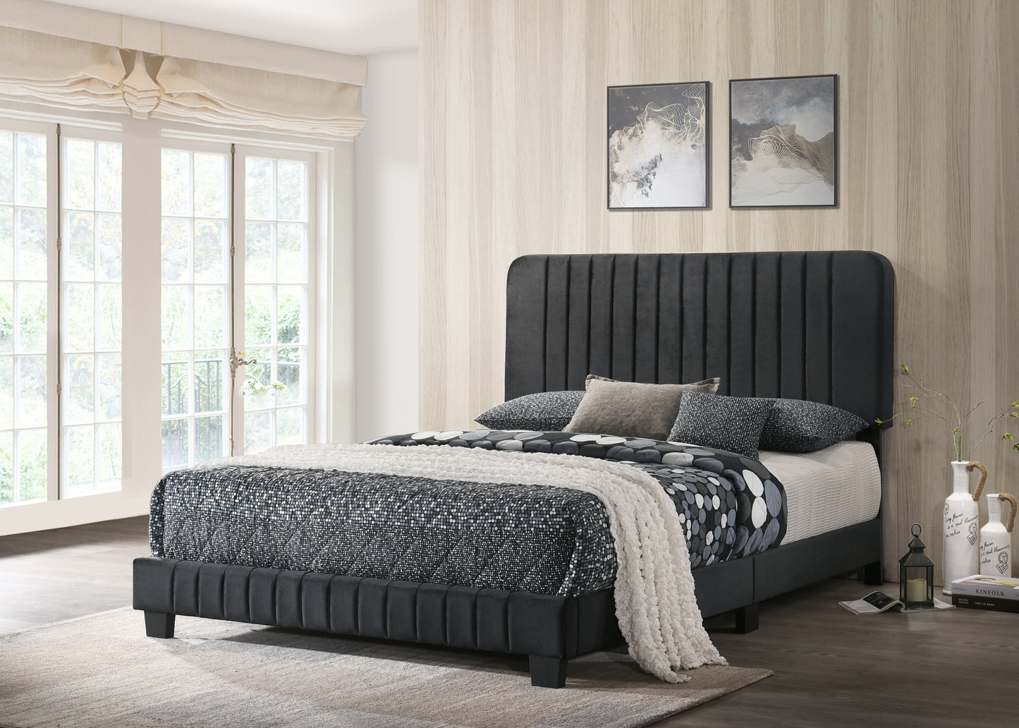 Sleek Black Contemporary Queen Bed