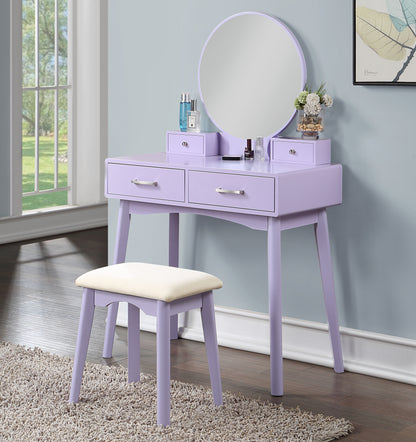 Liannon Contemporary Wood Vanity and Stool Set for Bedroom and Dressing Area