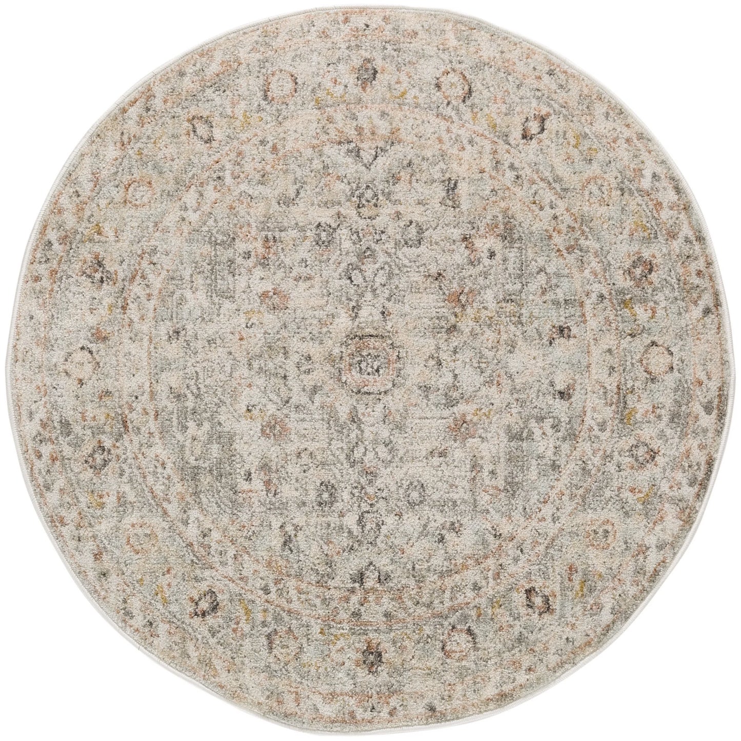 Oushak Home 7'10" X round Light Grey Vintage Indoor Rug