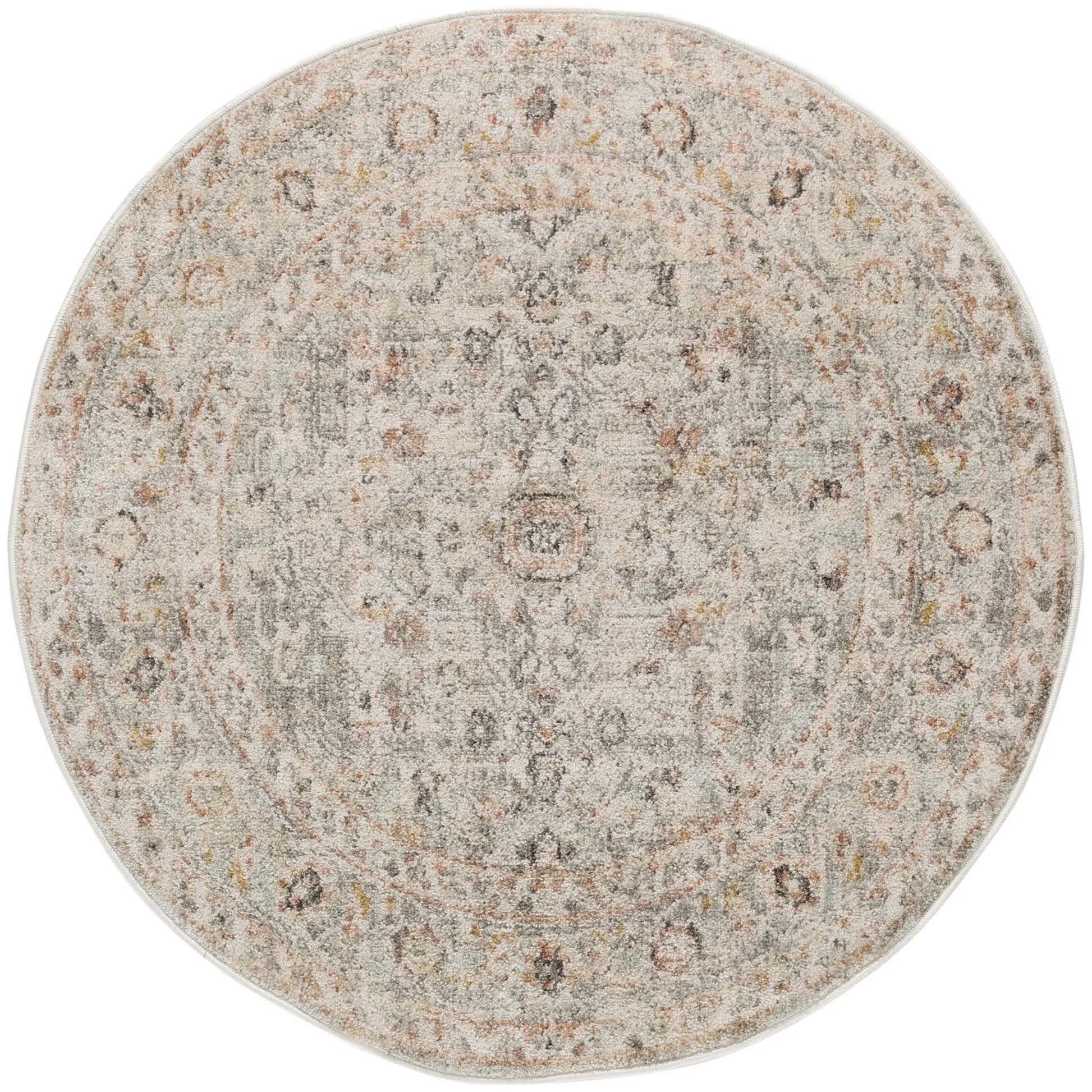 Oushak Home 7'10" X round Light Grey Vintage Indoor Rug