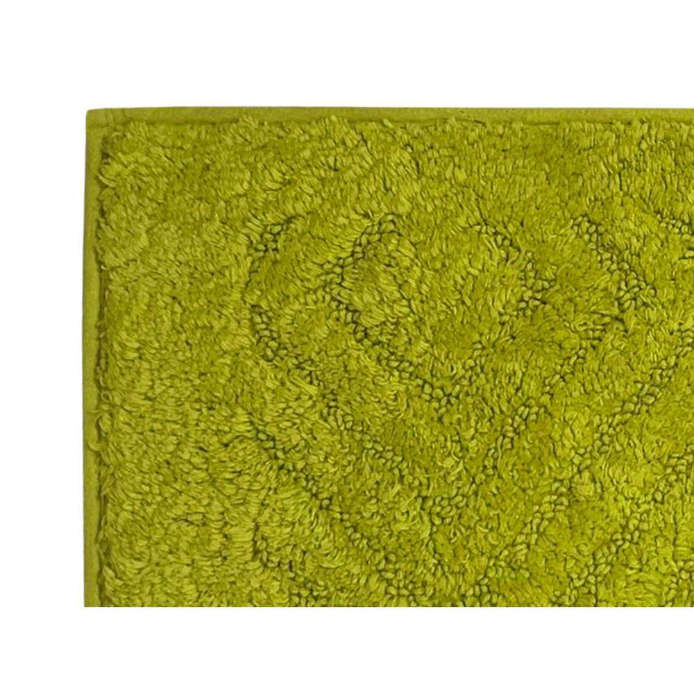 Trier Collection 2-Piece Green 100% Cotton Diamond Pattern Bath Rug Set - 20 In. X 30 In. and 20 In. X 20 In.