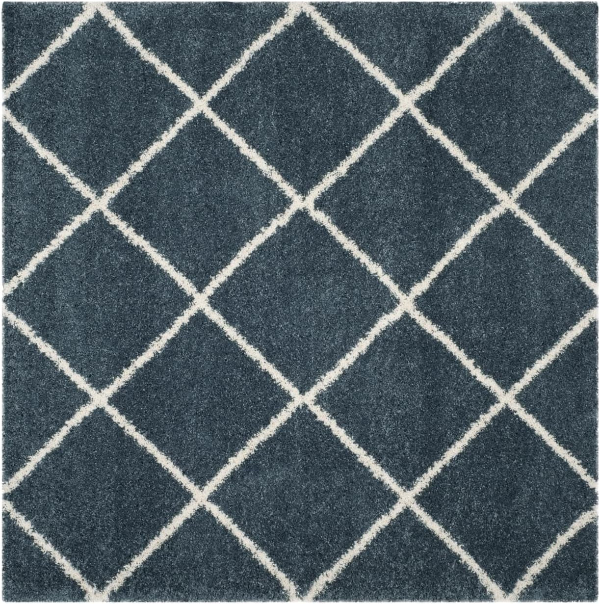 SAFAVIEH Hudson Shag Collection Area Rug - 7' Square, Beige & Ivory, Modern Trellis Design, Non-Shedding & Easy Care, 2-Inch Thick Ideal for High Traffic Areas in Living Room, Bedroom (SGH281S)