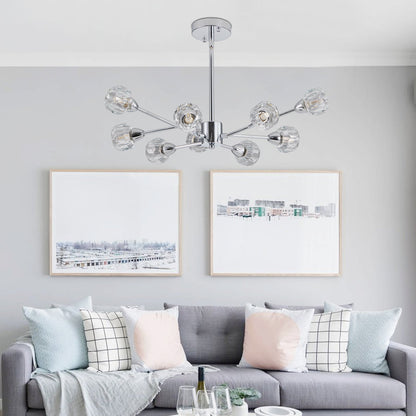 Modern Crystal Chandeliers, 9 Lights Chrome Chandelier for Living Room