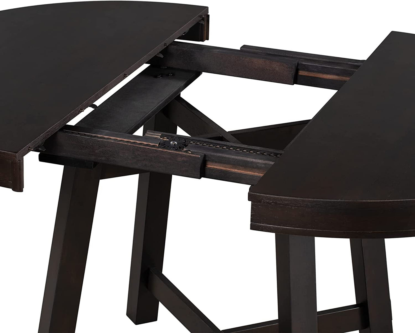 Espresso Extendable Farmhouse round Wood Table