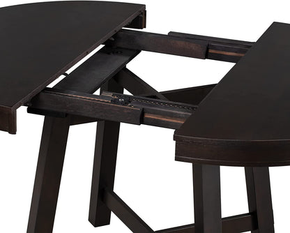 Espresso Extendable Farmhouse round Wood Table