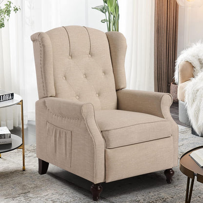 Wingback Recliner Chair with Massage and Heat, Tufted Push-Back, Ergonomic Support