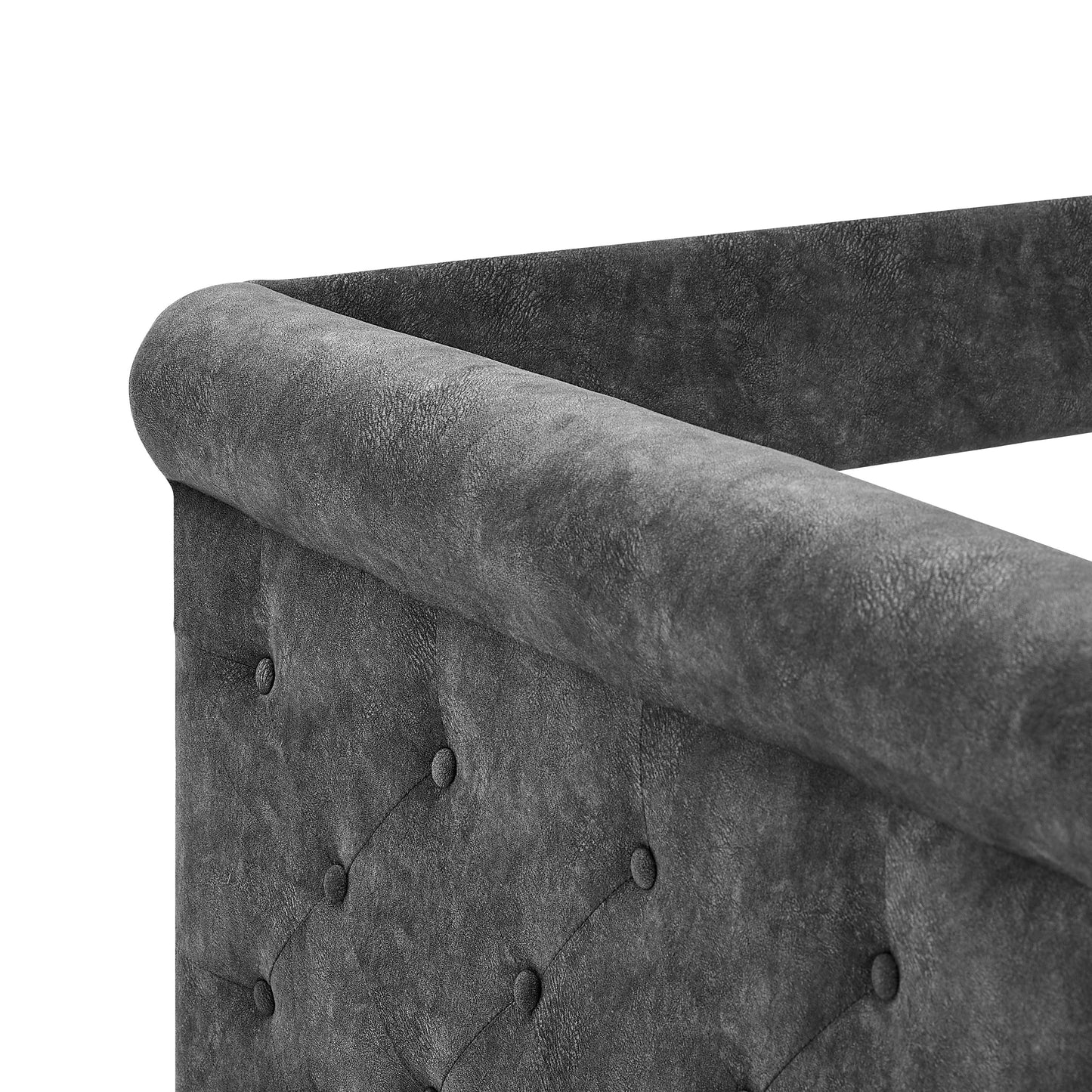 Upholstered Tufted Daybed Sofa Bed with Trundle and Convertible Design