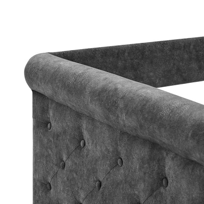 Upholstered Tufted Daybed Sofa Bed with Trundle and Convertible Design