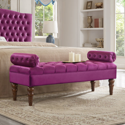 Velvet Long bed Bench for Bedroom, Upholstered Window Bench with Tufted Button