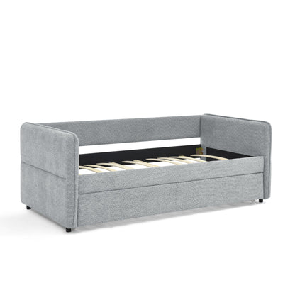 Upholstered Tufted Daybed Sofa Bed with Trundle and Convertible Design