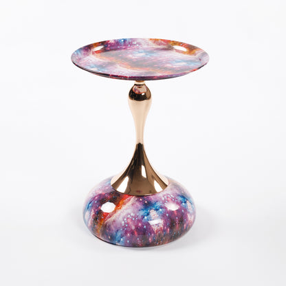 Mermaid Tail End Coffee Table Round Side Table, Modern Metal Pedestal Table, Minimalist Accent Table for Small Spaces, Drink Martini Table Decoration for Living Room