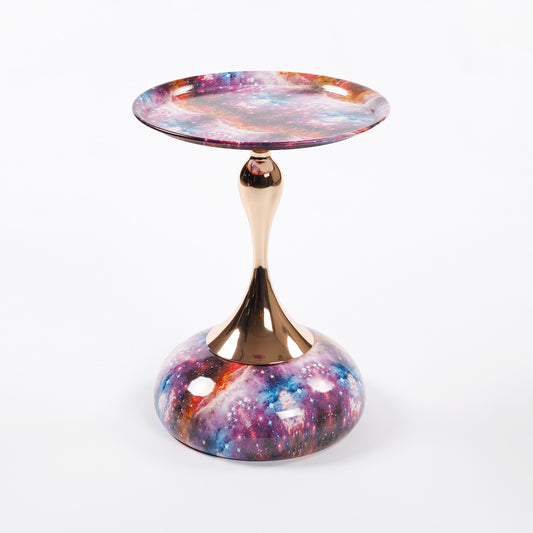 Mermaid Tail End Coffee Table Round Side Table, Modern Metal Pedestal Table, Minimalist Accent Table for Small Spaces, Drink Martini Table Decoration for Living Room