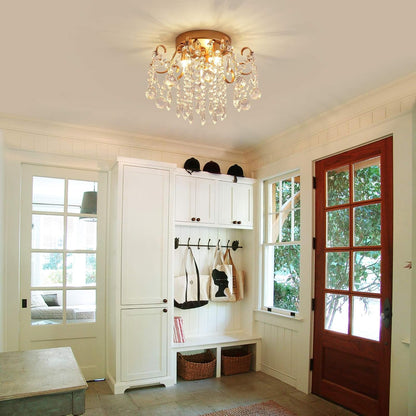 Small Chandelier, Modern Gold Mini Crystal Chandelier Ceiling Light