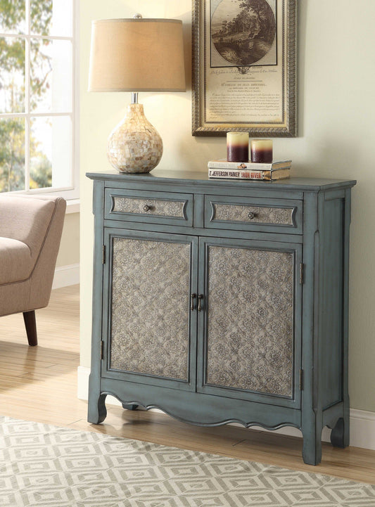 36inches X 11inches X 35inches Antique Blue Wooden Console Table