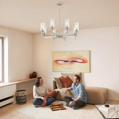 Brushed Nickel Chandeliers for Dining Room Light Fixture over Table, 8