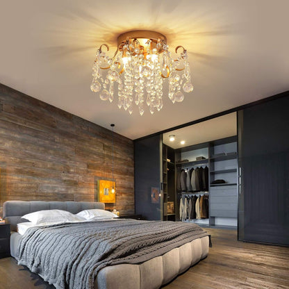Small Chandelier, Modern Gold Mini Crystal Chandelier Ceiling Light