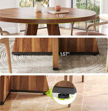 round Dining Table for 4-6 People, 47 Inches Dining Room Table with