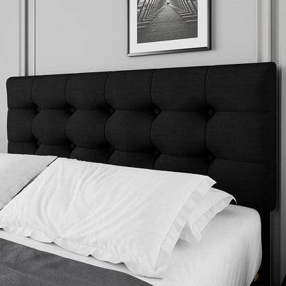 Queen Bed Frame with 4 Storage Drawers, Adjustable Headboard, Wooden