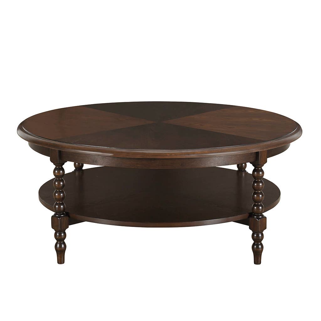 Round Coffee Table with Shelf, Brown*