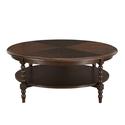 Round Coffee Table with Shelf, Brown*