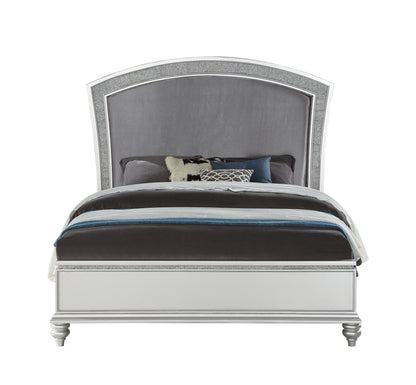 Maverick Fabric & Platinum Finish Queen Bed