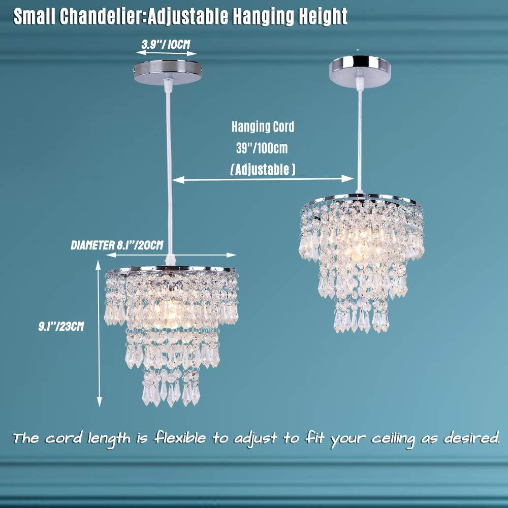Mini Crystal Chandelier Lighting Fixture Flush Mount Ceiling Light
