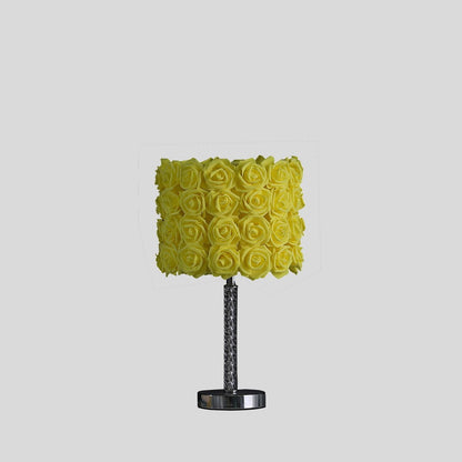 18.25' Yellow Roses in Bloom Acrylic / Metal Table Lamp
