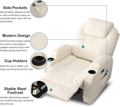 Power Recliner Chair with Heat and Massage for Adults - Home Theater