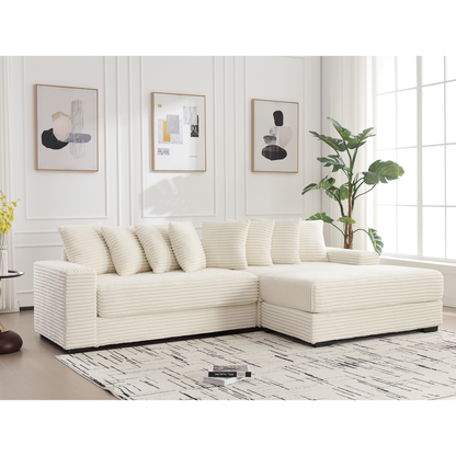 Oversized Two-Piece Couches, L Shaped Sofa, Corduroy Modular Sectional Seating