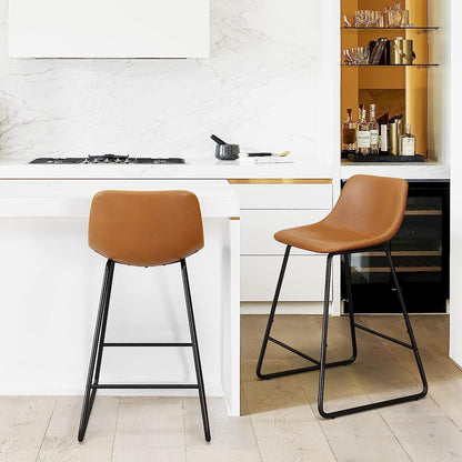 Alexander Industrial Faux Leather Bar Stools (Set/4)