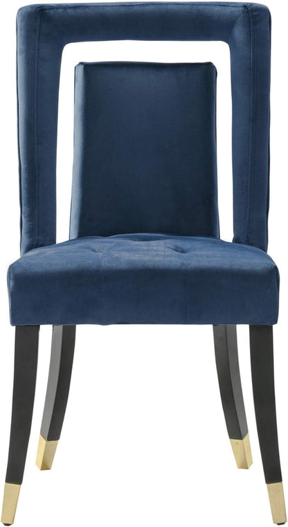 Elsie Dining Side Chair Velvet Upholstered Nailhead Trim Seat Espresso