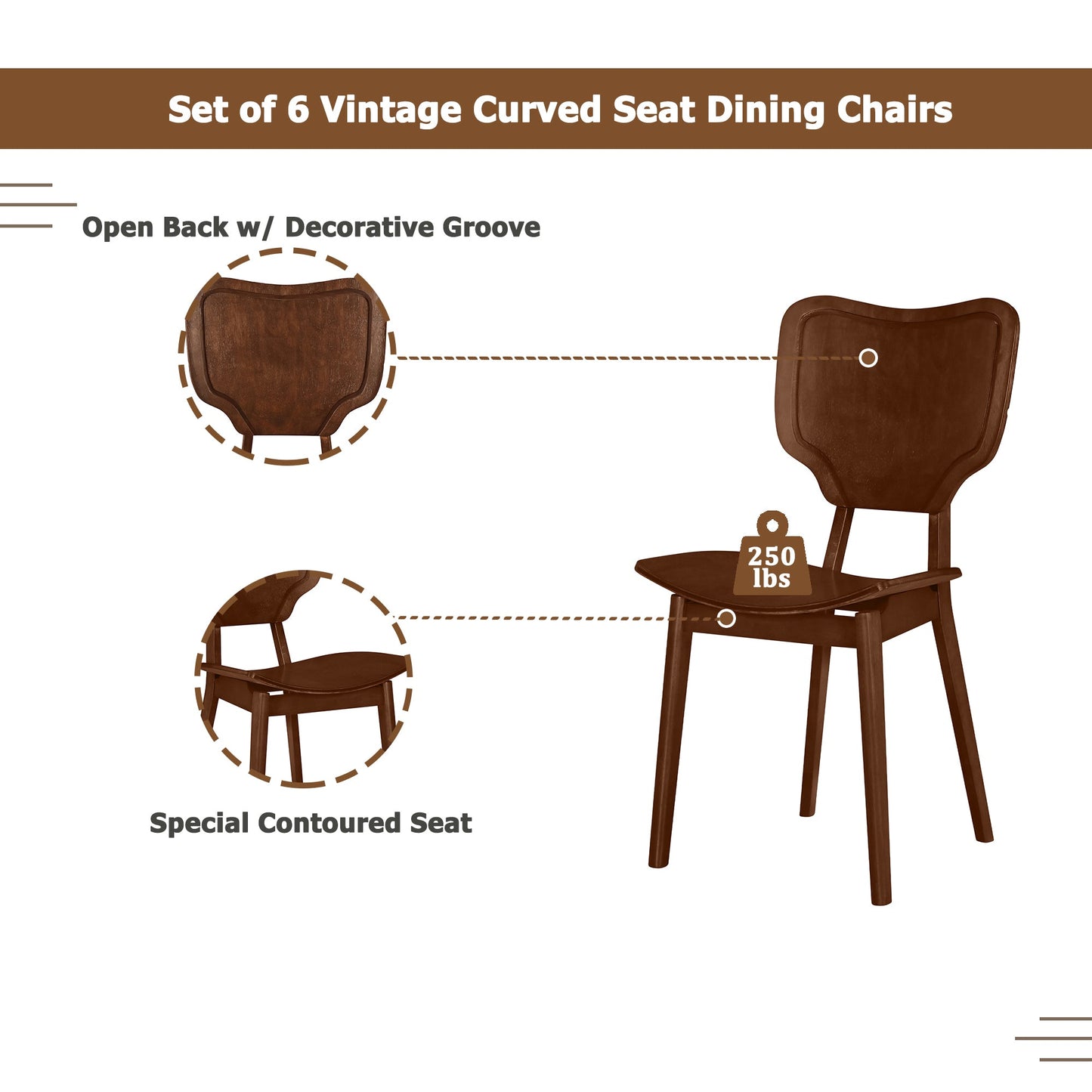 Vintage-Style Solid Wood Dining Table Set with Classic Dining Chairs for Home