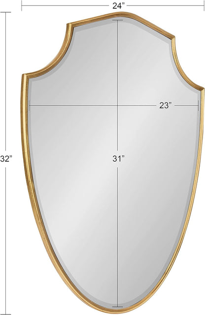Caskill Elegant Gold Metal Shield Wall Mirror, 24 X 32, Decorative