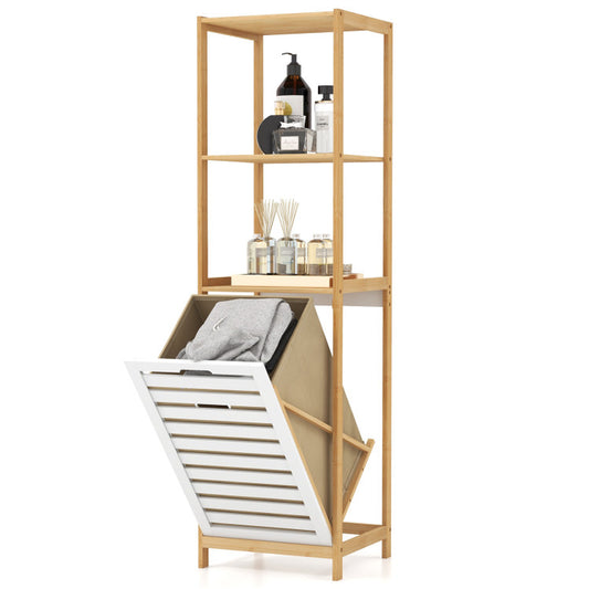 4-Tier Tilt-Out Laundry Hamper with Storage Shelves for Laundry Room