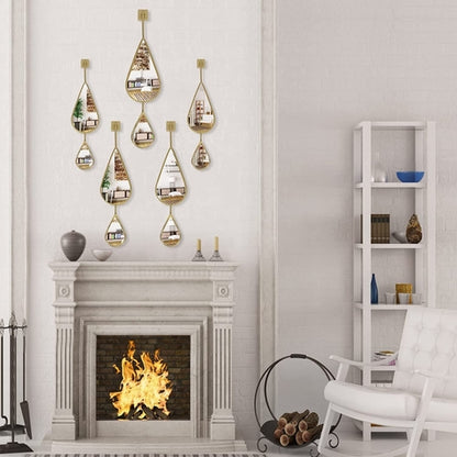 Wall Mirror Decorative Mirrors Mounted Decor Tear Drop Shape Gold for
